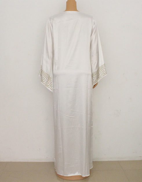 Dubai Maxi Abaya with African Print and Gold Beading